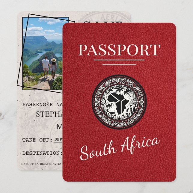 Reserve A Data Passaporte da África do Sul Vermelha (Frente/Verso)