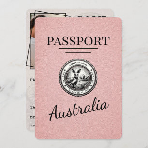 Reserve A Data Passaporte Da Austrália Rosa Salvar A Data