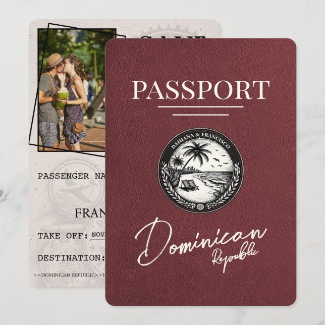 Reserve A Data Passaporte Da República Dominicana Da Burgundia Sa (Frente/Verso)