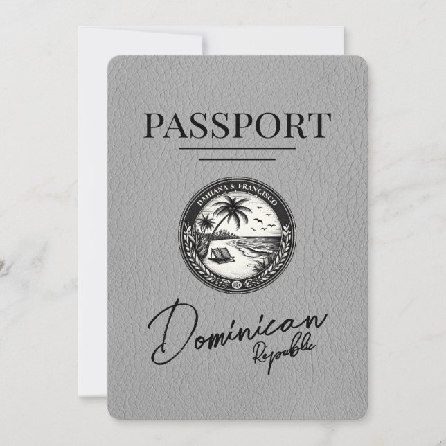 Reserve A Data Passaporte Da República Dominicana Da cinza Salvar (Frente)