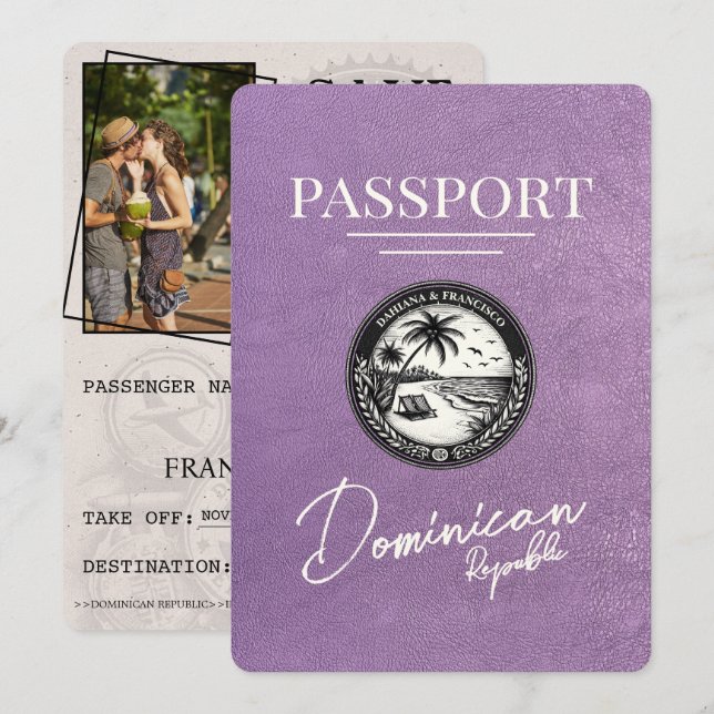 Reserve A Data Passaporte da República Dominicana lavanda Roxo (Frente/Verso)
