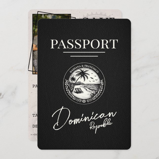 Reserve A Data Passaporte da República Dominicana Negra (Frente/Verso)