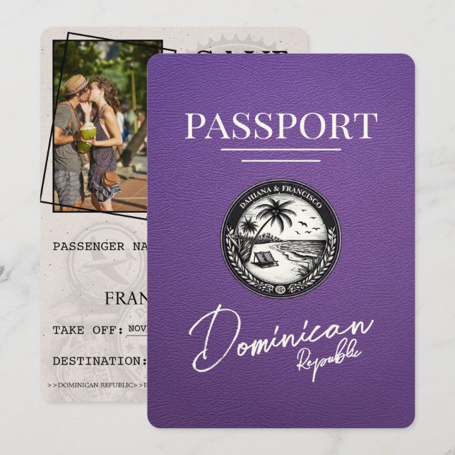Reserve A Data Passaporte Da República Dominicana Roxa, Salvar A  (Frente/Verso)