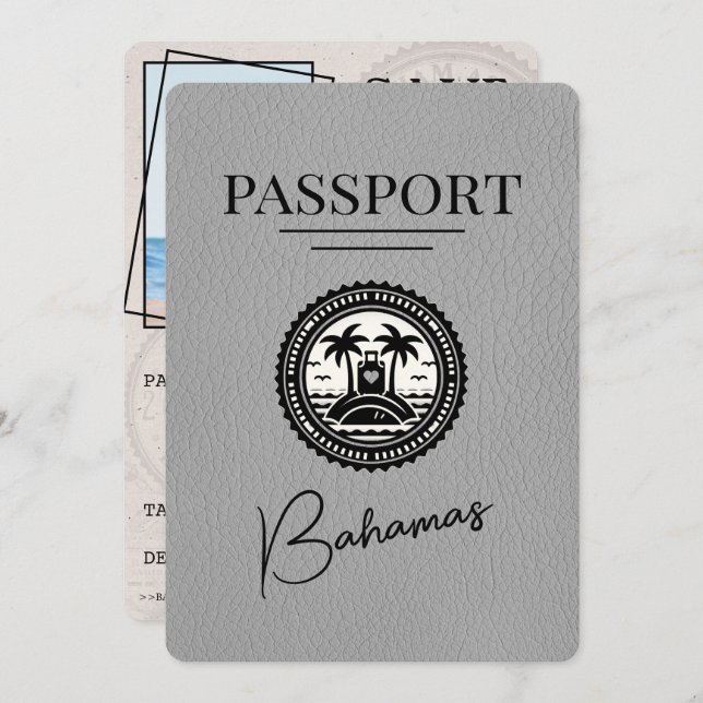 Reserve A Data Passaporte Das Bahamas cinzas Exceto A Data (Frente/Verso)