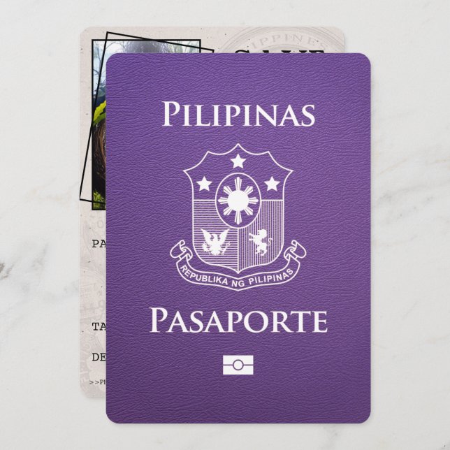 Reserve A Data Passaporte das Filipinas Roxo, exceto a data (Frente/Verso)