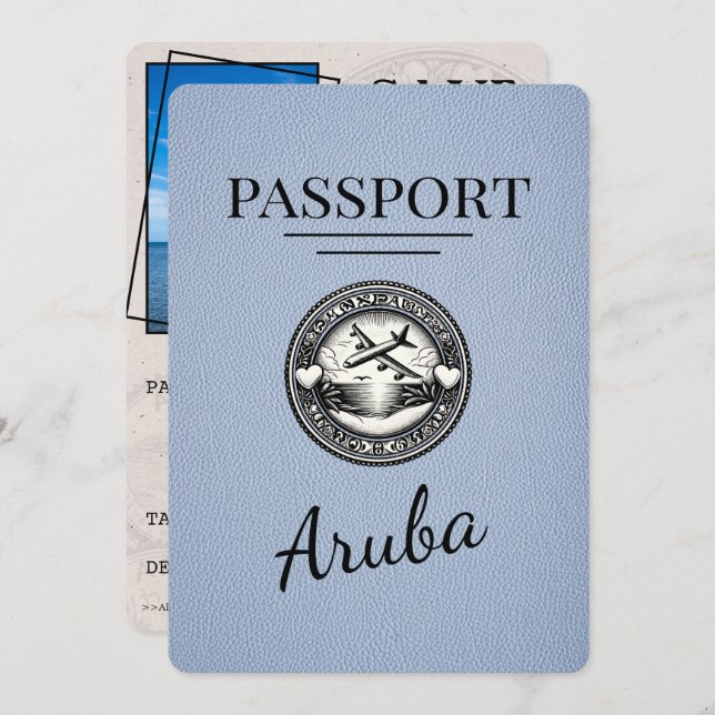 Reserve A Data Passaporte De Aruba Azul Dusty Salvar A Data (Frente/Verso)