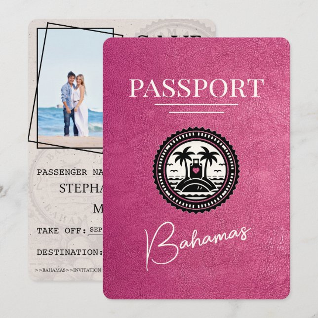Reserve A Data Passaporte De Bahamas Rosa Magenta Exceto Data (Frente/Verso)