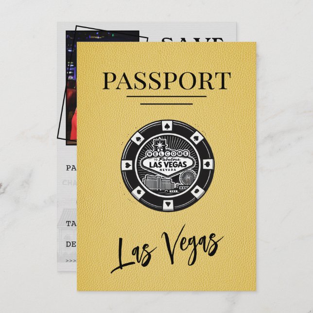 Reserve A Data Passaporte De Las Vegas Amarelo Salvar A Data (Frente/Verso)