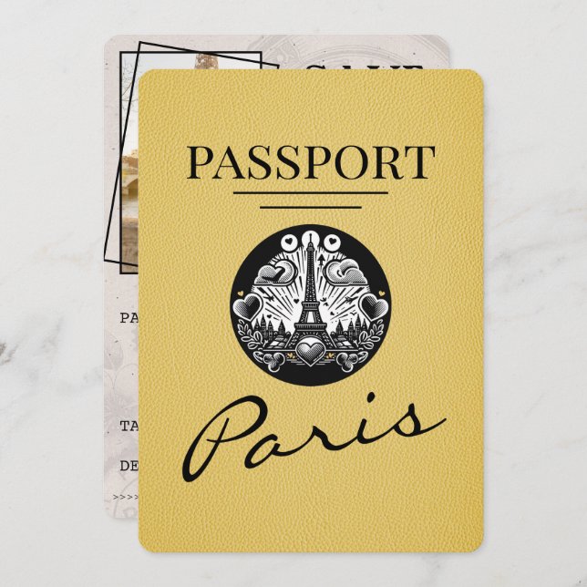 Reserve A Data Passaporte De Paris Amarelo Salvo A Data (Frente/Verso)