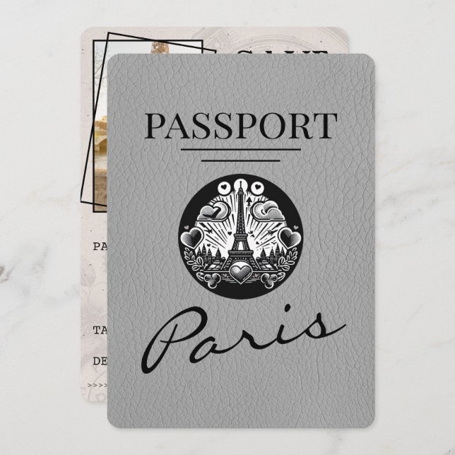 Reserve A Data Passaporte De Paris Da cinza, Exceto A Data (Frente/Verso)