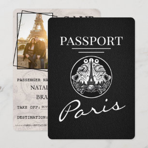 Reserve A Data Passaporte de Paris Negro Salvar a Data