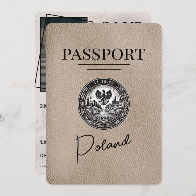 Reserve A Data Passaporte De Polônia Beige Salvar A Data (Frente/Verso)