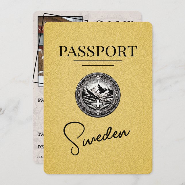 Reserve A Data Passaporte De Suecia Amarelo Salvar A Data (Frente/Verso)