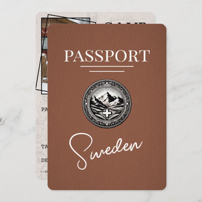 Reserve A Data Passaporte De Suecia Castanho Salvar A Data (Frente/Verso)