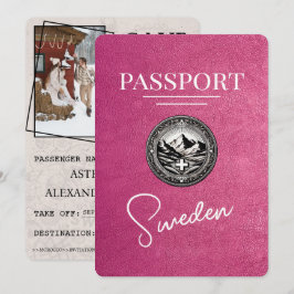 Reserve A Data Passaporte de Suecia Rosa Magenta Salvar Data