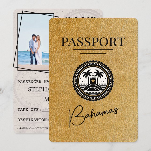 Reserve A Data Passaporte Dourado Bahamas Exceto Data (Frente/Verso)