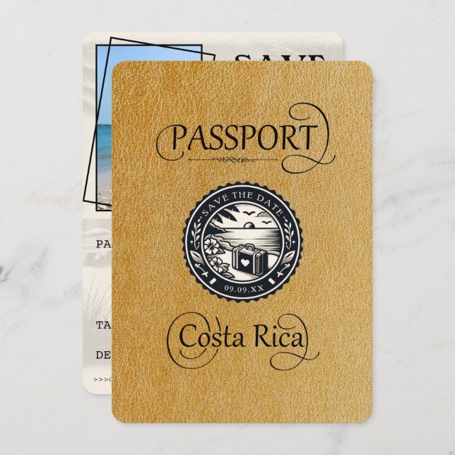 Reserve A Data Passaporte Dourado Costa Rica (Frente/Verso)