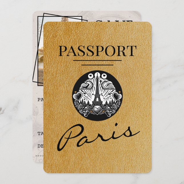 Reserve A Data Passaporte Dourado Paris, Exceto A Data (Frente/Verso)