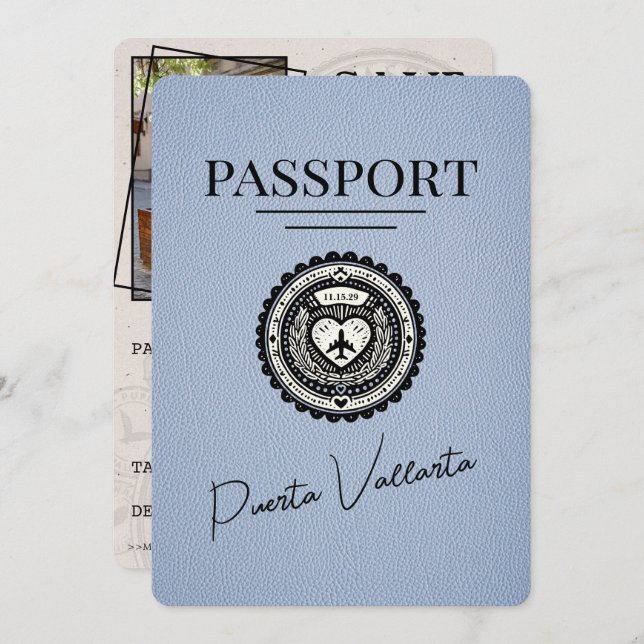 Reserve A Data Passaporte Dusty Blue Puerta Vallarta Salvar Data (Frente/Verso)