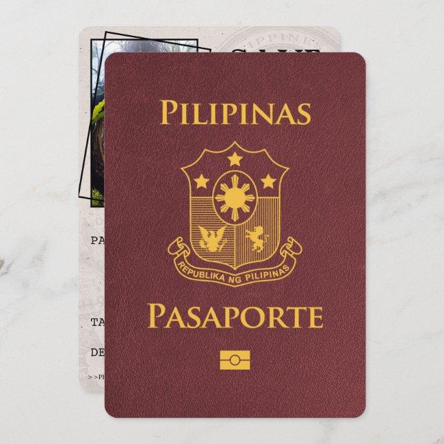 Reserve A Data Passaporte Filipinas Burgundy Salvar Data (Frente/Verso)