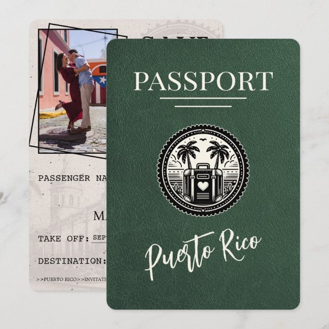 Reserve A Data Passaporte Green Porto Rico (Frente/Verso)