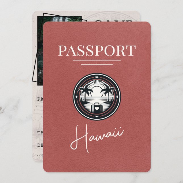 Reserve A Data Passaporte Hawaii Da Light Burgundy Salvar A Data (Frente/Verso)