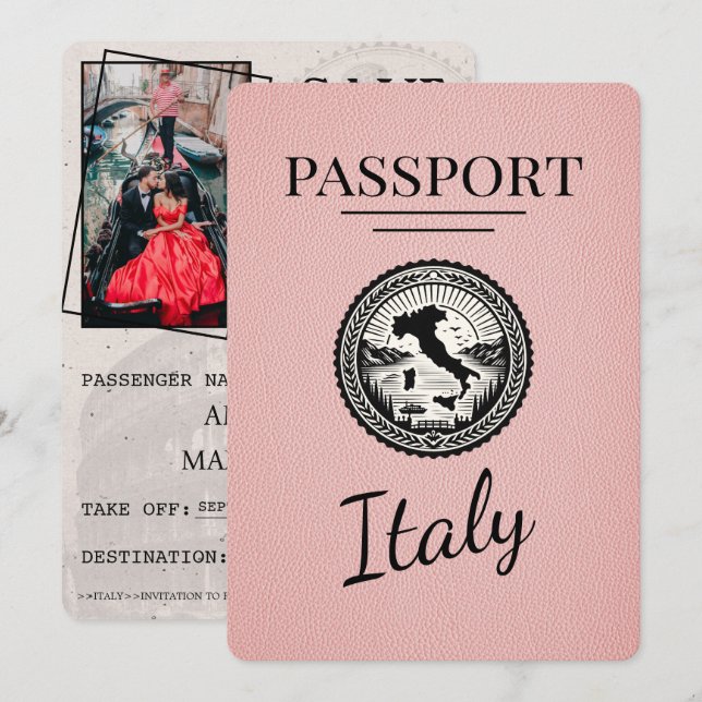 Reserve A Data Passaporte italiano rosa (Frente/Verso)
