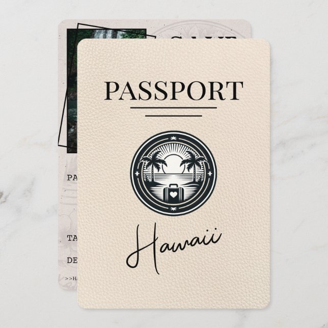 Reserve A Data Passaporte Ivory Hawaii Salvar Data (Frente/Verso)