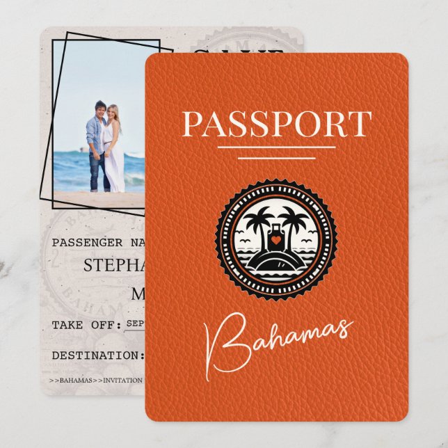 Reserve A Data Passaporte Laranja Bahamas Salvo Data (Frente/Verso)