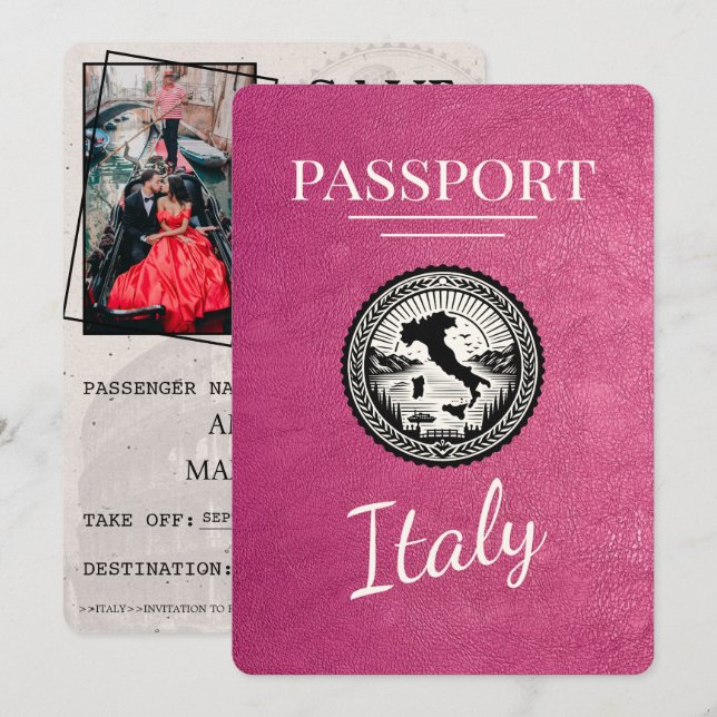 Reserve A Data Passaporte Magenta Itália (Frente/Verso)