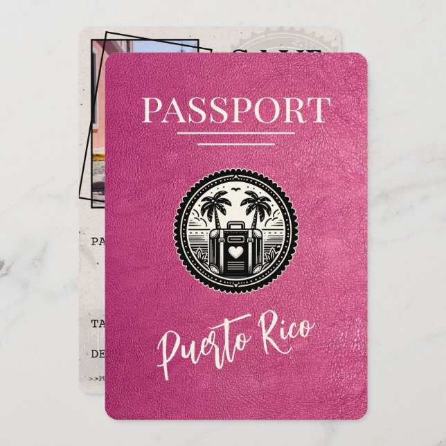 Reserve A Data Passaporte Magenta Porto Rico (Frente/Verso)