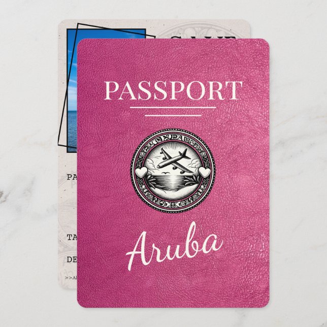 Reserve A Data Passaporte Magenta Rosa Aruba, Salvar A Data (Frente/Verso)