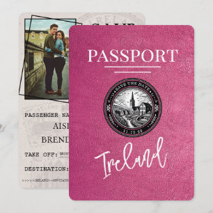 Reserve A Data Passaporte Magenta Rosa Irlanda, Salvar A Data