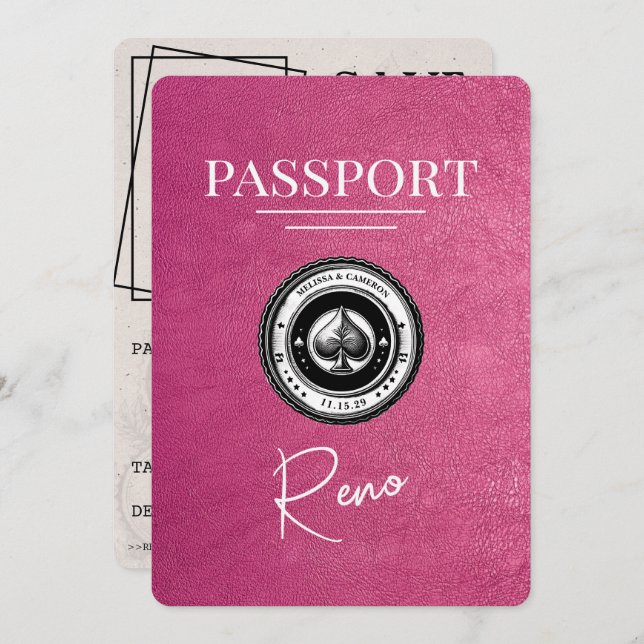 Reserve A Data Passaporte Magenta Rosa Reno Salvar Data (Frente/Verso)