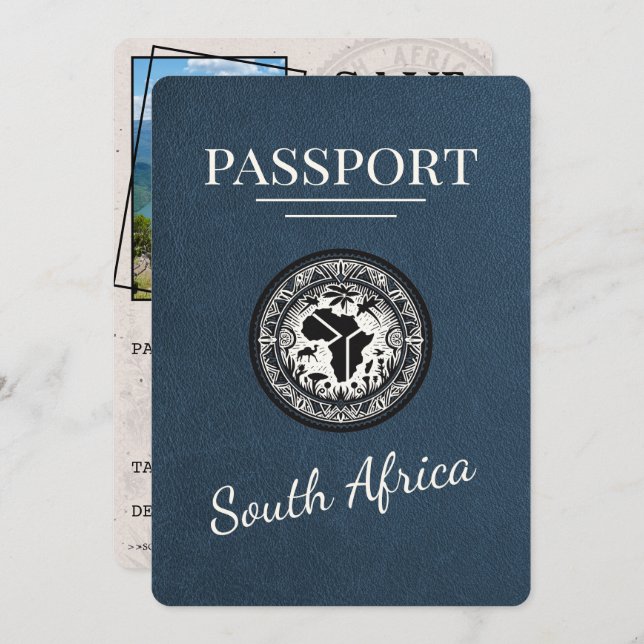 Reserve A Data Passaporte Marinho Blue África do Sul (Frente/Verso)