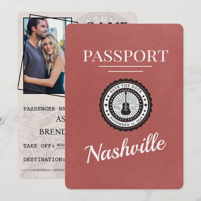 Reserve A Data Passaporte Nashville Da Light Burgundy Salvar A Da (Frente/Verso)