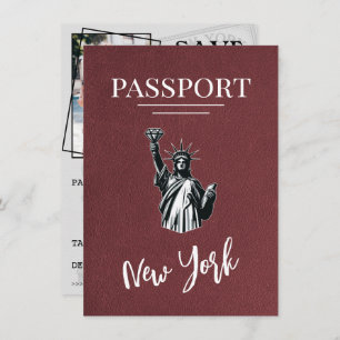 Reserve A Data Passaporte Nova Iorque Burgundy Salvar Data