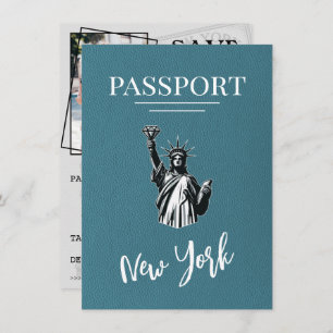 Reserve A Data Passaporte Nova Iorque Teal Salvar Data