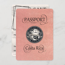 Passaporte para a Costa Rica rosa Dourada