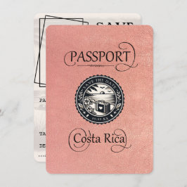 Reserve A Data Passaporte para a Costa Rica rosa Dourada