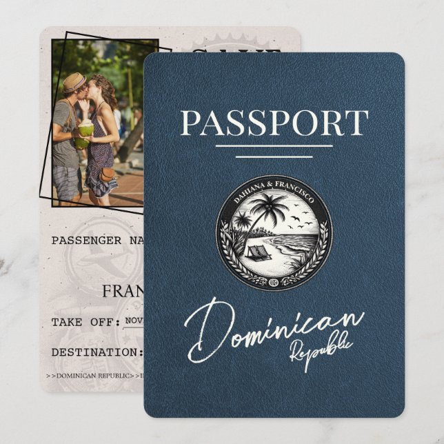 Reserve A Data Passaporte para a República Dominicana do marinho  (Frente/Verso)