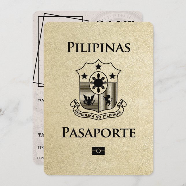 Reserve A Data Passaporte para Champagne Filipinas Salvar a Data (Frente/Verso)