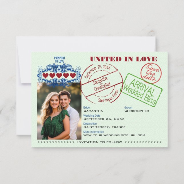 Reserve A Data Passaporte para o Amor Destino de Casamento Divert (Verso)