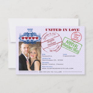 Reserve A Data Passaporte para o Destino Justo de Casamento Roxo