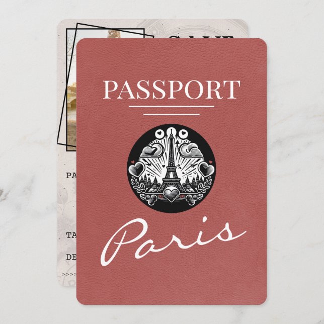 Reserve A Data Passaporte Paris Light Burgundy, Salvar A Data (Frente/Verso)
