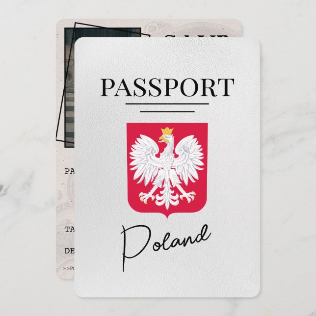 Reserve A Data Passaporte Polônia Branco Salvar Data (Frente/Verso)