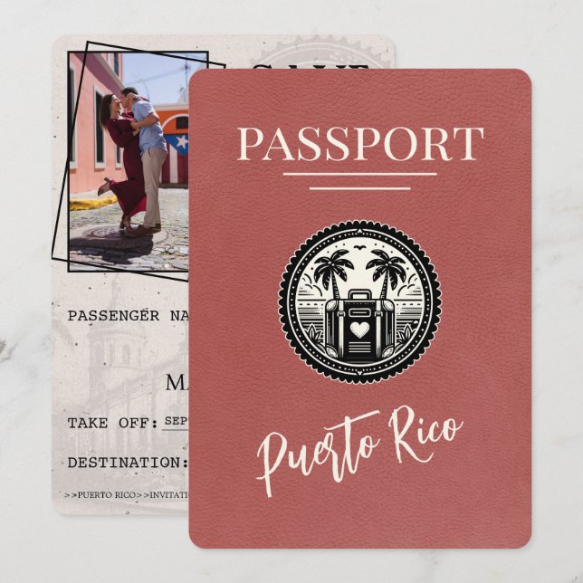 Reserve A Data Passaporte Porto Rico Light Burgundy (Frente/Verso)