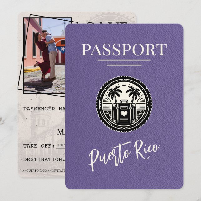 Reserve A Data Passaporte Porto Rico Lilac (Frente/Verso)