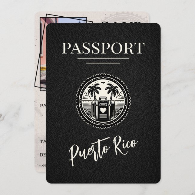 Reserve A Data Passaporte Porto Rico Negro (Frente/Verso)