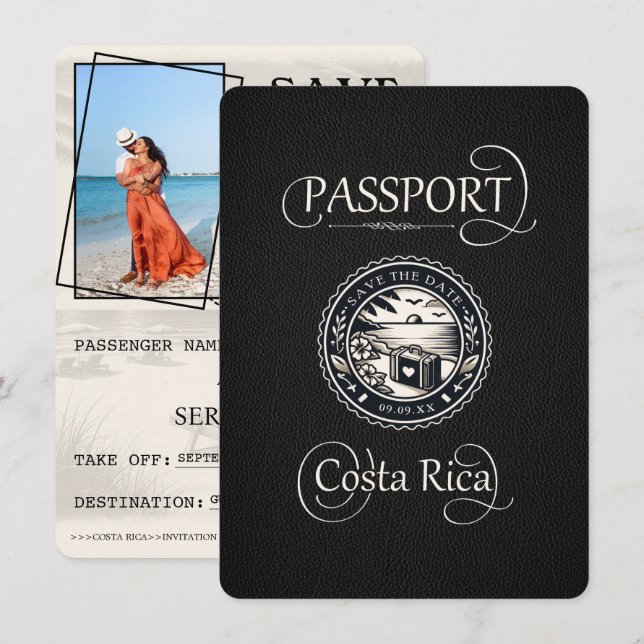 Reserve A Data Passaporte Preto Costa Rica (Frente/Verso)